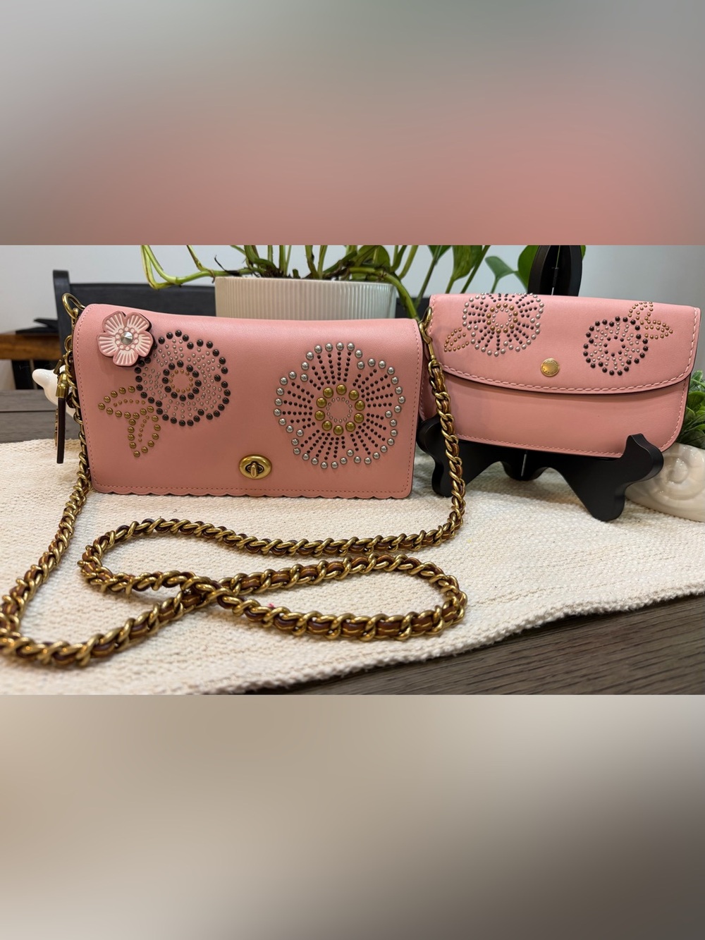 Coach 1941 Dinky pink tea rose crossbody with matching wallet
